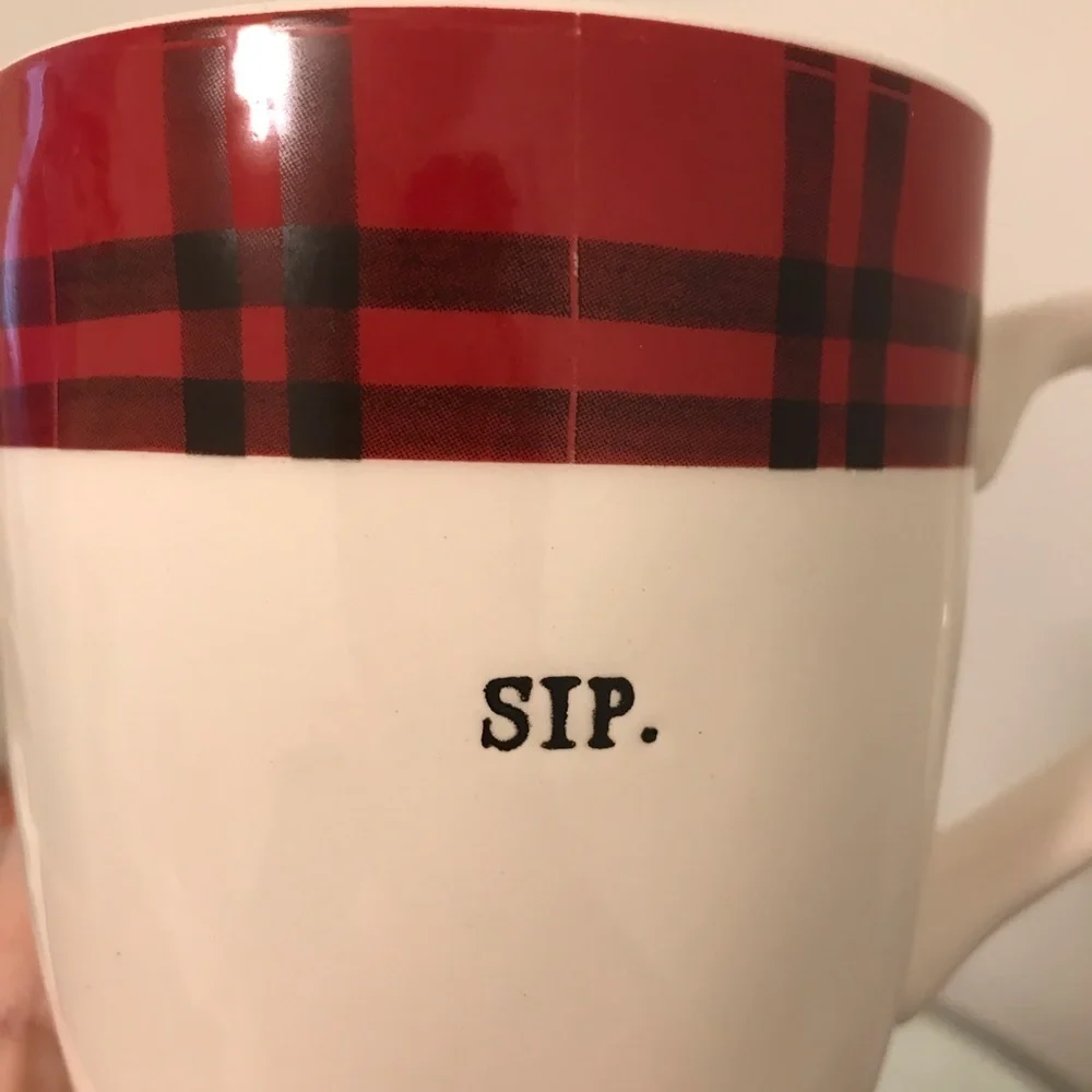 Rae Dunn SIP Mug Red Plaid Christmas Holiday